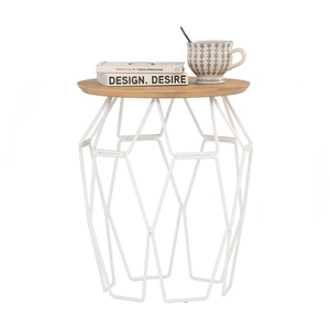 Industrial Metal Base <b>Round</b> Coffee <b>Side</b> <b>Table</b> and Natural Wood Top for Living Room and Residential Projects - Product Image 2