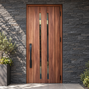 Porte d'entrée extérieure en bois massif GA-10G Malaisie avec vitrage pour appartement et villa - Product Image 1