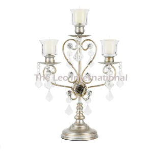 Support de bougie en métal au design exclusif, élégant, avec perles de cristal, en acier inoxydable - Product Image 2