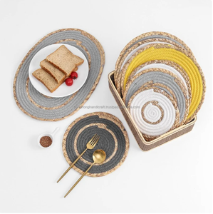 High Quality <b>Set</b> of 6 Mix Color Woven Wicker Table Water Hyacinth <b>Placemats</b> D11.8inch - Product Image 2