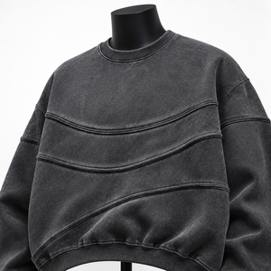 Sweat-shirt à col rond pour homme, coupe classique, en molleton français lavé, couleur unie, pull décontracté, 100% coton, respirant, streetwear d'automne - Product Image 6