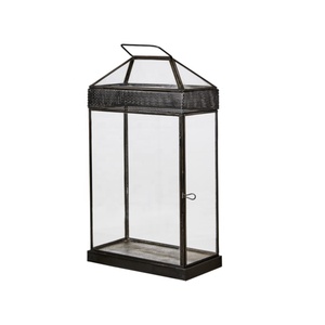 Wholesale Antique <b>Black</b> Metal & Glass Classical Handmade Durable Candle Pillar Holder <b>Lantern</b> - Product Image 2