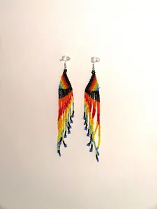 TOP CLASSY VINTAGE Tribal Seed Bead <b>Necklace</b> Earrings Set | <b>Boho</b> Fringe Jewelry for birthday , christmas - Product Image 3
