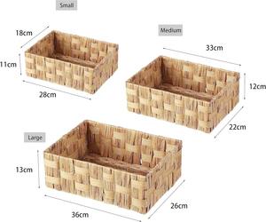 Ensemble de 3 paniers de rangement en jacinthe d'eau pour étagère, paniers de rangement faits à la main, vente en gros, écologiques, fabriqués au Vietnam - Product Image 3