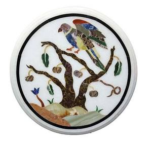 Tablero de Mesa con Incrustaciones de Piedras Semipreciosas, Tablero de Mármol Hecho a Mano con Incrustaciones, Tablero Decorativo de Mosaico de Mármol - Product Image 2