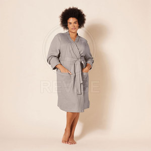 Peignoir pour femme Cozy Lifestyle, 100% coton, tissu de qualité supérieure, hiver, été, élégant, manches longues, longueur intégrale, pour la détente quotidienne - Product Image 2
