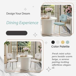 Moderno Set da pranzo per 4 persone in bambù MDF tavolo in tessuto Beige turchese sedie in metallo gambe salvaspazio cucina/sala da pranzo mobili - Product Image 4