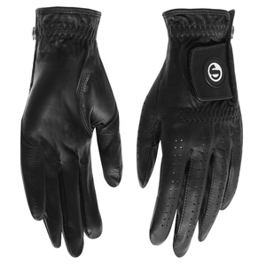 Gant de golf noir en cuir véritable pour main droite, antidérapant, avec fermeture auto-agrippante, usage sportif unisexe - Product Image 1