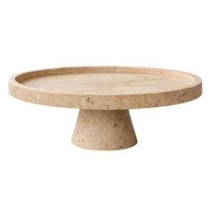 Base Redonda de Mármol Travertino Natural Hecha a Mano para Pasteles de Boda, Soporte para Repostería - Product Image 5