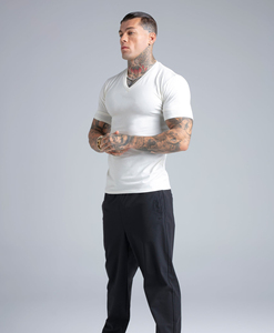 Camiseta de Cuello Redondo de Manga Corta para Hombre, Algodón Grueso de 280 g/m², Color Sólido, Estilo Simple, Holgado e Informal, Venta al Por Mayor Personalizada - Product Image 4