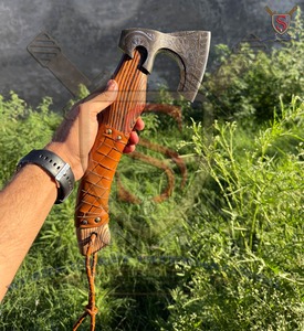 SCL Custom Industrial Grade Tomahawks Bearded Forged Carbon Steel Axe Head 14-Inch Ash Wood Shaft <b>Leather</b> Sheath Camping Steel - Product Image 5