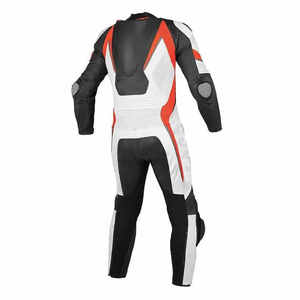 Unisex Full Sleeve Printed Motorcycle Racing <b>Suit</b> Front High Visibility Polyester/Nylon Black White <b>Red</b> Color Blocked Breathable - Product Image 4