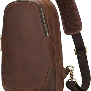 Sac à dos bandoulière vintage marron en cuir véritable pour homme, grand sac de voyage durable avec fermeture éclair, style Pro USA - Product Image 4