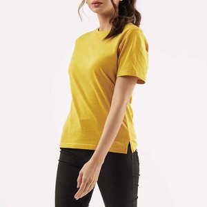 T-shirts de haute qualité en coton et polyester, couleur jaune, logo entièrement personnalisé, prix abordable - Product Image 2