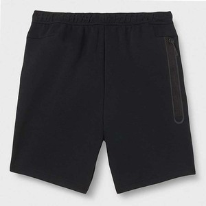 Shorts Bermuda Homme Noir Uni à Taille Élastique avec Poche Zippée Style Sport Décontracté en Polyester Tricoté Respirant Taille Mi-Haute - Product Image 1