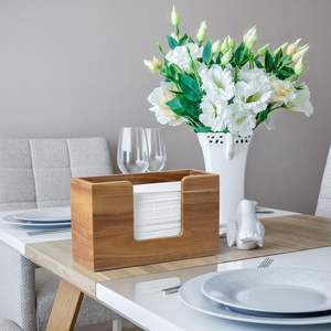 Distributeur de serviettes en papier pour comptoir en bois d'acacia, support de serviettes en papier pour salle de bain, distributeur de serviettes en papier pliées en trois pour la maison - Product Image 6