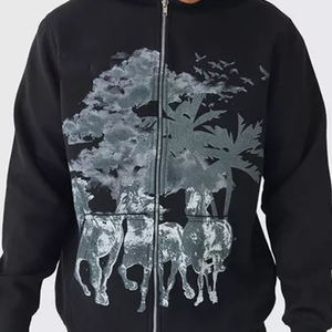 Sweat à capuche zippé surdimensionné pour homme |   Broderie/Impression personnalisées |   100% coton, polaire épaisse pour l'hiver |   Respirant |   Couleurs personnalisées |   2 pièces - Product Image 2