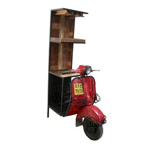 Vintage Red Scooter Theme <b>Solid</b> <b>Wood</b> Antique Rustic Display Rack <b>Shelving</b> Unit Multi-Function Home Furniture for Living Room - Product Image 3