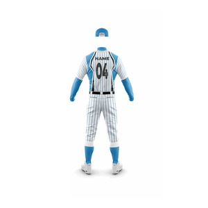 Conjunto de Uniforme de Béisbol para Hombre Five B, Rayado Azul y Blanco, Jersey de Manga Larga y Pantalones, Sublimado, Transpirable, para Todas las Temporadas, Corte Regular para Adultos - Product Image 3