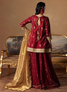 Ensemble Anarkali brodé style velours bordeaux traditionnel pakistanais pour mariage, taille naturelle, robe de soirée pour femme - Product Image 4