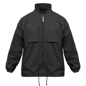 Veste de course coupe-vent noire pour homme, fermeture éclair, décontractée, pour l'extérieur, coupe régulière, légère, col montant, en polyester - Product Image 1