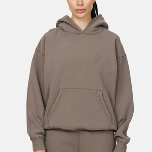 Sudadera con Capucha Extra Grande para Mujer, Color Sólido, Hombros Caídos, Manga Larga, Tejido de Algodón, Ropa Casual de Otoño - Product Image 4