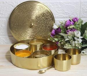 Pure Brass Hammered Texture Masala Dani Spice Containers In Stunning Designs And Sizes At Pocket Friendly Prices - Product Image 1