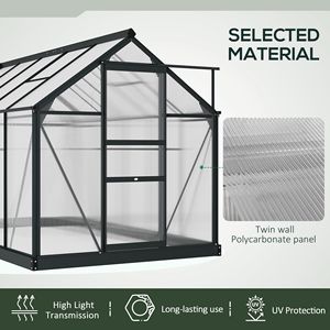 Kit Serra in Alluminio per Esterni 6FT X 10FT X 7FT con Policarbonato Resistente e Porta di Ventilazione per Giardino, Colore Verde - Product Image 6