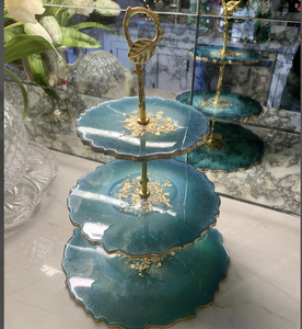 Soporte de Pastel de Resina Ecológico Hecho a Mano de Lujo, de 2 Piezas, para Exhibición de Postres en Cumpleaños/Bodas, Decoración del Hogar/Panadería - Product Image 3