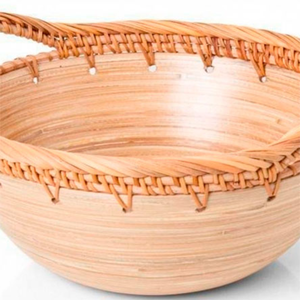 Tazón de bambú hilado con asas de ratán, precio mayorista, tazones únicos para servir comida de Vietnam - Product Image 2