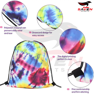 High Quality Custom Logo Print Lightweight 16 Pcs Vibrant Tie-Dye Drawstring Bags Colorful Polyester Party Favor <b>Backpacks</b> - Product Image 4