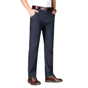 Jeans Clásicos de Mezclilla para Hombre, 100% Algodón, Ecológicos, Elásticos, Ligeros, Cómodos, para Uso Diario en Verano/Primavera, Estilo Casual - Product Image 1