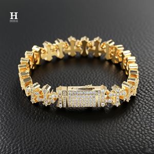 Iced Out Cross Link <b>Bracelet</b> Diamond Gothic Cross Charm <b>Bracelet</b> Hip Hop Men Jewelry with Luxury Box Clasp - Product Image 5
