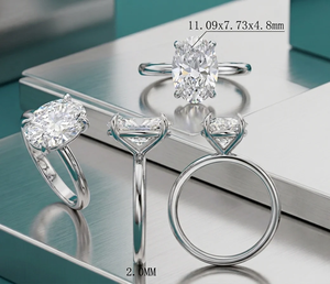 Bague légère de style unique avec diamant ovale de 3,00 carats cultivé en laboratoire - Product Image 1