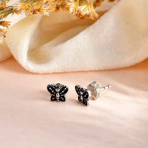 Meera Jaipur Butterfly Silver Fashion <b>Stud</b> <b>Earrings</b> - Product Image 2