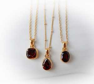 Garnet Necklace Gold Vermeil Sterling Silver Jewelry Red Garnet Pendant January Birthstone Fine Jewelry Wholesale - Product Image 6