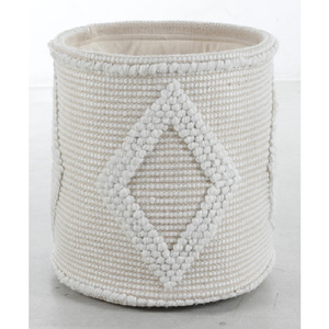 Cesta con base tejida estampada y mechones de lana, con asa de cuero PU, para baño, lavandería, guardería, mascotas, niños, regalos y almacenamiento - Product Image 6