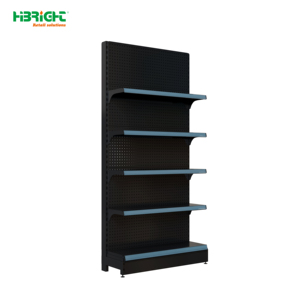 Metal Supermarket <b>Shelf</b> Perforated Retail Display <b>Rack</b> Gondola Shelving with Basket Holders for Store Merchandising - Product Image 6