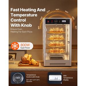 Scaldapizza Commerciale a 4 Livelli con Riscaldamento a Vapore, Capacità 14 Pizze, 86-185 Fahrenheit, Controllo Manuale della Temperatura - Product Image 2