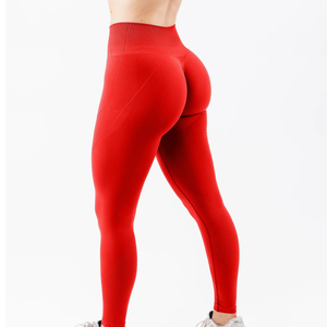 <b>Red</b> Women's <b>High</b> Rise Compression Leggings Quick Dry Workout Pants for Exercise Training Yoga Gym Fitness Activewear - Product Image 2