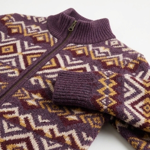 Cárdigan de punto grueso de invierno con patrón geométrico American Fair, abrigo oversize de cachemira jacquard con cremallera y ajuste relajado Cleanfit - Product Image 5