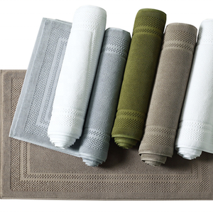 Minimalist Rectangle Cotton Bath Mat Striped White Absorbent Woven For Bathroom Use - Product Image 5