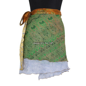 Minifalda Cruzada de Seda de Último Diseño 2026, Reversible de Dos Capas, Estilo Vintage Bohemio Indio - Product Image 1