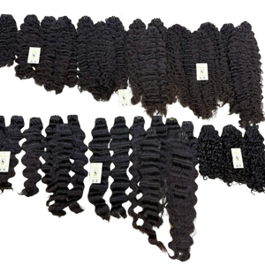 Extensions de cheveux naturels humains de haute qualité, ondulés, raides, bouclés birmans, bruts, noirs naturels, en trame, en lots - Product Image 1