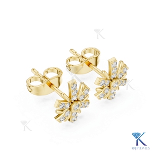 Lab Grown Diamond Starburst <b>Stud</b> Earrings Multi Stone Cluster 14K 18K Solid Gold Women's Jewelry Wedding Party Bridal - Product Image 5