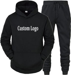 Survêtement unisexe en molleton de coton vierge, personnalisable par impression et broderie, avec sweat à capuche et pantalon pour homme - Product Image 1