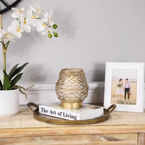 Support de bougie en fer style bambou doré, 26 cm de haut, fait main, écologique, durable, décoration religieuse pour la maison - Product Image 2
