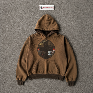 Sudadera con Capucha Extra Grande, 100% Premium, Estilo Vintage, Color Marrón Lavado, Bordada, Transpirable, Estilo Urbano, para Otoño e Invierno - Product Image 5