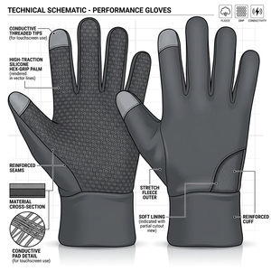 Gants de sport d'hiver respirants à écran tactile, coupe-vent, à doigts complets, pour la conduite, la course et le cyclisme en extérieur - Product Image 6