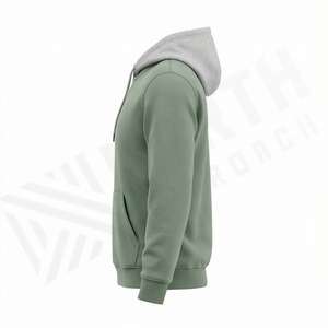 Nouveau sweat à capuche pour homme en tissu polaire 100% vert uni, pour l'hiver, séchage rapide, écologique, sur mesure, antibactérien. - Product Image 2